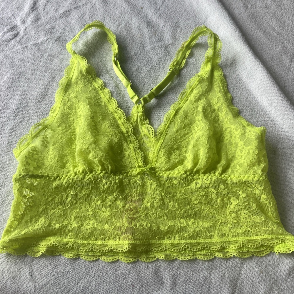 Victoria's Secret Neon Lace Racerback Bralette Front Closure Wireless Bra L